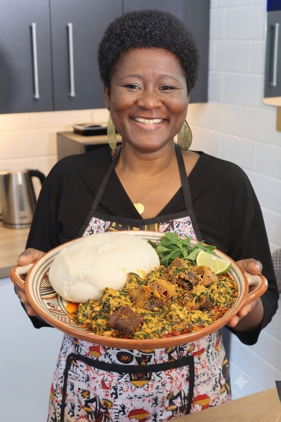 Fufu mit Egusi-Suppe, zubereitet von Fadi
